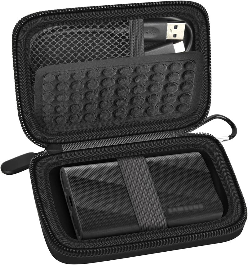 GWCASE Case Compatible with Samsung T9/ T7/ T7 Shield Portable SSD 1TB 2TB 4TB External Hard Drive, Storage Travel Carrying Holder Organizer for Solid State Drives & USB Cable (Box Only)-Black - Image 1